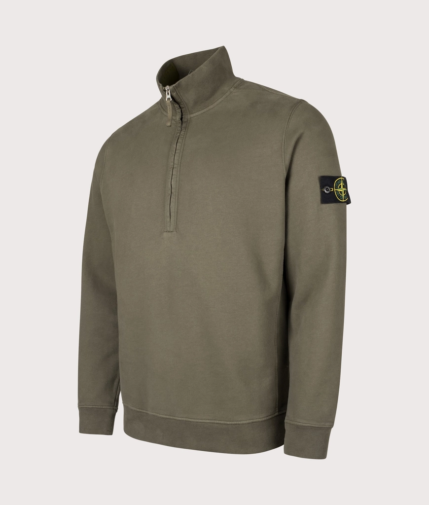 Stone Island Mens Organic Cotton Quarter Zip Sweatshirt